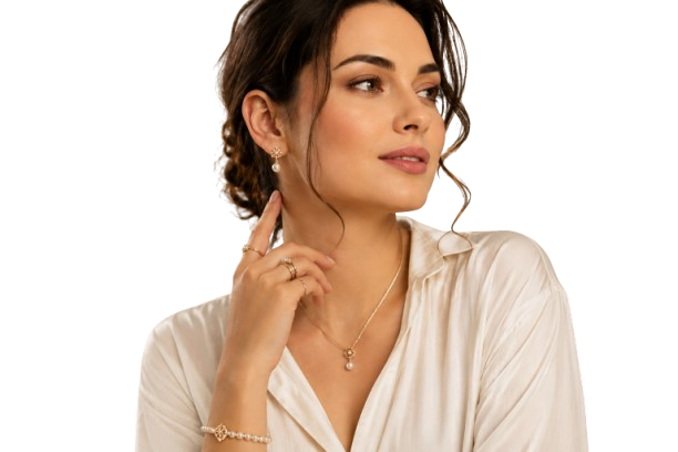 Model wearing fashion accessories